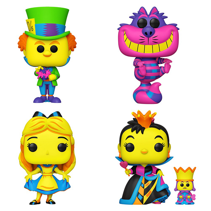 Alice wonderland selling Boacklight Funko pops set